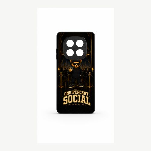 LUNØIR Please Don't Talk To Me prémium TPU + PC telefontok Xiaomi Redmi Note 14 4G készülékhez "One Percent Social" grafikával, amelyen egy napszemüveges és kapucnis medve látható, döntött nézetben, fehér háttéren 