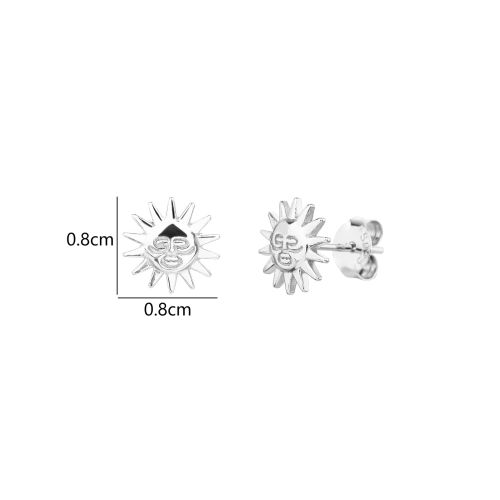 Ezüst napraforgó bedugós fülbevaló precíz 0.8cm-es méretekkel, bemutatva az elegáns ékszer méretét, Napraforgó fülbevaló 