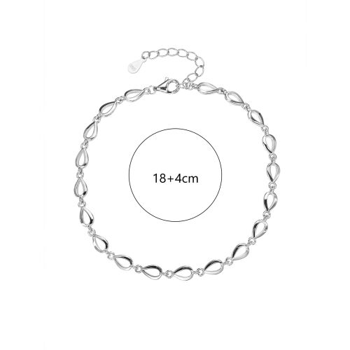Állítható ezüst csepp mintás karkötő nőknek, 17+4 cm, méretmegjelöléssel az 18+4cm-es képen. 