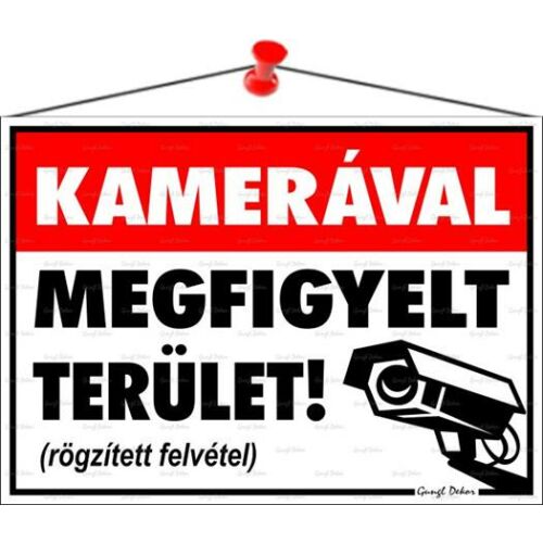 Információs tábla, 35x25 cm, "Kamerával megfigyelt terület" 177312769 - Építkezés és felújítás