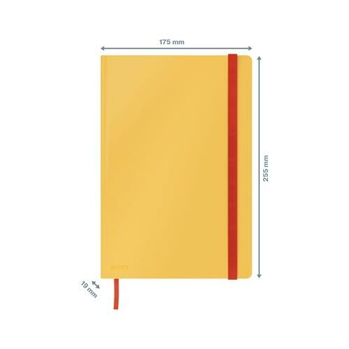 Beíró, B5, kockás, 80 lap, keményfedeles, LEITZ "Cosy Soft Touch", melegsárga 177327666 - Notesz és jegyzetfüzet