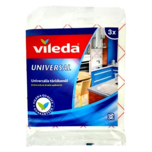 Törlőkendő, 34x36 cm, 3 db, VILEDA "Universal", fehér-piros 177333907 - Háztartási törlőkendő