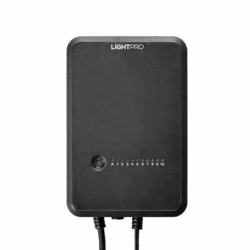 LIGHTPRO 150W transzformátor alkonykapcsolóval és időzítővel, fekete téglalap alakú egység kültéri LED világítási rendszerekhez - Transzformátor