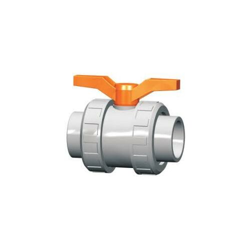 PVC 90mm nyomó csap narancssárga karral, fehér PVC golyóscsap vízrendszerekhez és medencékhez - Medence karbantartás