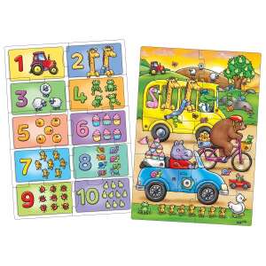 Orchard Toys Look and Find Puzzle s brojevima, dvije slagalice od 10 dijelova, brojevi 1-10, šarene ilustracije, životinje s farme, vozila, edukativna igračka za djecu - Puzzle