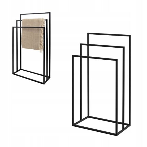 Nancy L fekete fém tetőtéri törölközőtartó 50x23x92, ipari design, modern fürdőszobába - Törölközőtartó