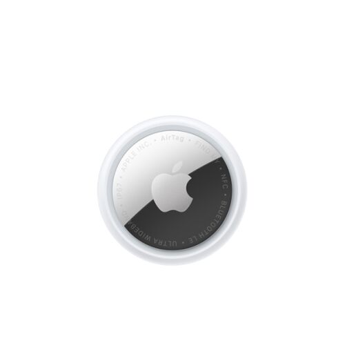 Apple AirTag 2. gen. MFE94ZM/A ezüst Apple logóval fekete-fehér háttéren, tárgykövető, kulcskereső - Okos eszköz