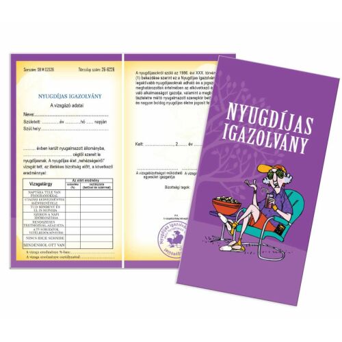 Bizonyítvány-Nyugdíjas igazolvány-Hölgyeknek-Vicces Ajándék