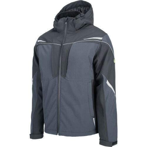 STIRLING STR SSH férfi fekete téli softshell kabát kapucnival, ferde nézet - Munkakabát