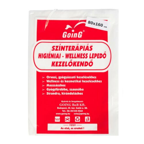 Going egyszer használatos masszázslepedő 80x160 cm fehér 50g-os Basic, orvosi, wellness és kozmetikai kezelésekhez, masszázshoz, gyógyfürdőbe, szaunába, strandra, kiránduláshoz - Papírlepedő