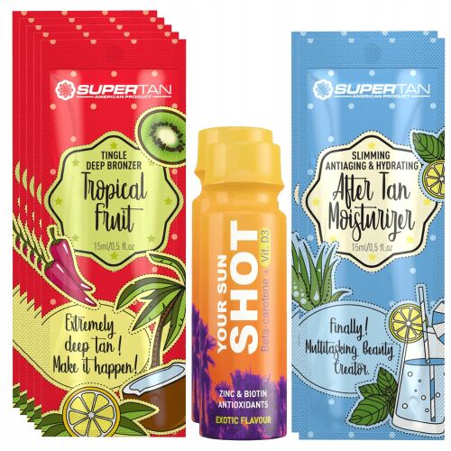 Supertan Tropical Fruit erős Tingle Bronzer barnító testápoló 5 × 15 ml Szett 177672689 - Bőrápolás