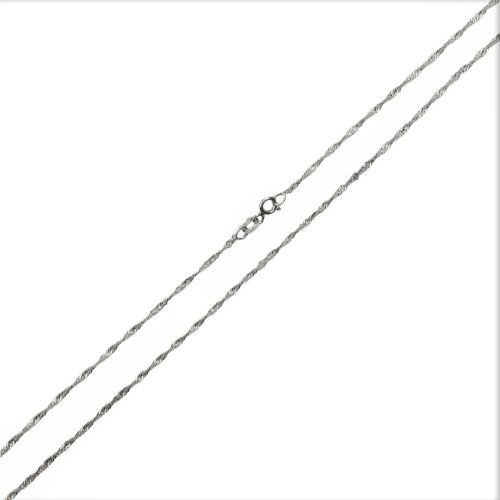Ezüst 925 csavart lánc nyaklánc 39 cm, kapoccsal, fehér háttérrel, tökéletes női mindennapi viseletre vagy elegáns kiegészítőnek. - Női nyaklánc