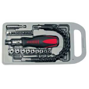 Proline 23 részes univerzális racsnis csavarhúzó készlet, rugalmas toldóval, különféle bit-ekkel és dugókulcsokkal - Proline