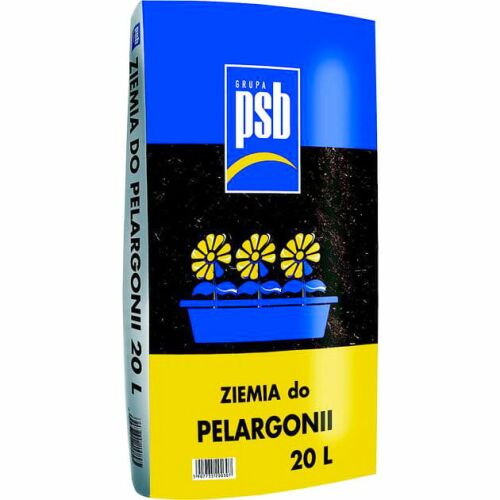 PSB Hollas 20 literes muskátli talaj és petúnia virágföld, kék-sárga csomagolás virág illusztrációval - Virágföld