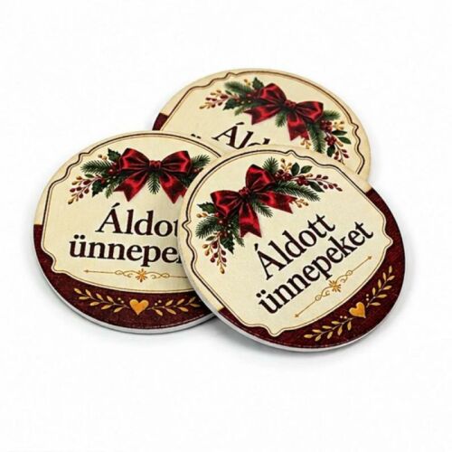 Nyomtatott fa tábla - Áldott ünneket bordó tábla 3db/csomag 177732426 - Fa felirat és dekorációs elem