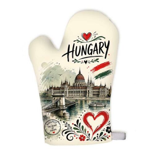 Hungary főzőkesztyű Parlament és Lánchíd mintával – Magyar szuvenír 177751190 - Edényfogó kesztyű