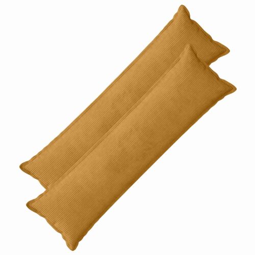 Két vidaXL HOUTEN sárga kordbársony párnahuzat, 40x145 cm, ferde nézet fehér háttéren - Díszpárnahuzat
