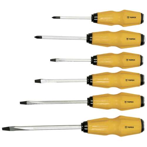 Topex 6 darabos csavarhúzó készlet, lapos és keresztes csavarhúzókat tartalmaz
