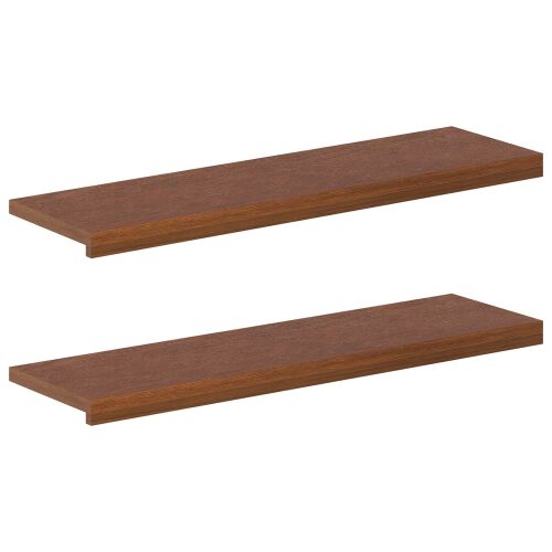 Két vidaXL sötétbarna tömör tölgyfa lépcsőfok, 100 x 25 x 2 cm, fehér háttéren - Lépcsőszőnyeg