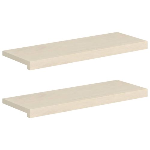 Két darab vidaXL fehér tömör tölgyfa lépcsőfok, 80x25x2 cm, természetes fa erezettel, szögből nézve, fehér háttéren - Lépcsőszőnyeg