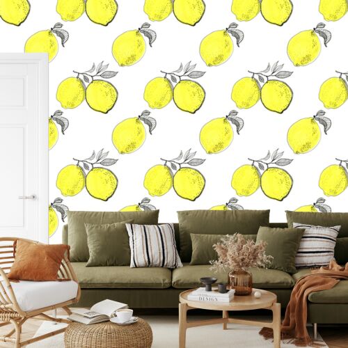 Citrom gyümölcs és levelek tapéta nappaliba és hálószobába 50x1000 cm 177979953 - Barkács és DIY