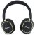 Guess Bluetooth ENC téglalap alakú fém logós fekete fülhallgató, elölnézet, mindkét fülpárna a Guess logóval