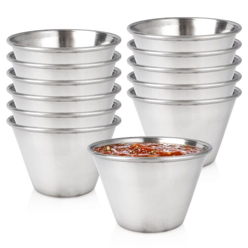 Acél szószos tálkák, 7 cm, 100 ml, 12 db