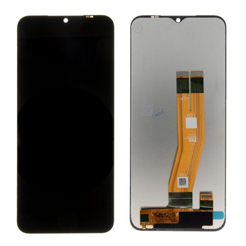 Samsung A14 4G GIGAPACK LCD kijelző és érintőpanel fekete színben, elöl és hátul nézet a belső alkatrészekkel - Telefon alkatrész