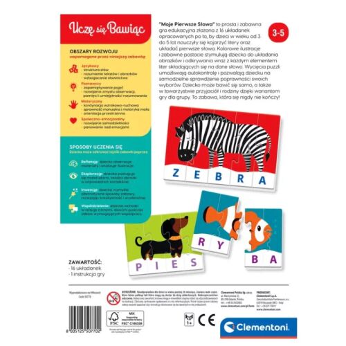 Oktató puzzle játék: Első szavaim – lengyel nyelvtanulás - angol nyelven (Educational Game Puzzle: My First Words Play and Learn Polish Language Clementoni 50770) 178014603 - Fejlesztő játék ovisoknak