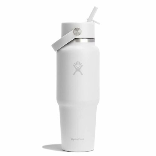 Hydro Flask WIDE FLEX STRAW 946 ML fehér hőszigetelt palack, ferde nézet - Kulacs