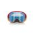 Elölnézet az Oakley O Frame 2.0 Pro MX unisex kerékpáros szemüvegről piros kerettel és tükrözött kék lencsével