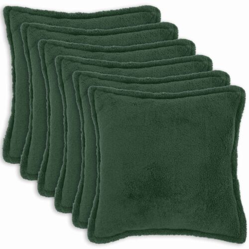 vidaXL HOUTEN 6 darab sötétzöld bouclé párnahuzat 60x60 cm szett fehér alapon - Lakástextil