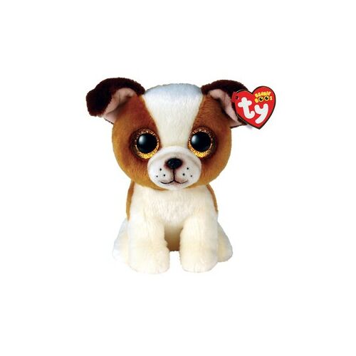 Ty Beanie Boos Hugo Catelus plüss kutya játék, barna és fehér, csillogó szemekkel, 15 cm - Plüssjáték