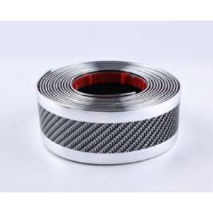 Silver car door edge guard trim, carbon fiber look, 100cm long, 3cm wide - Car decal