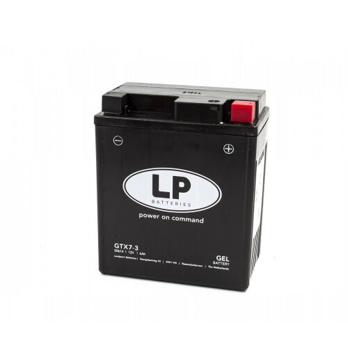 LP GTX7-3 12V 6Ah 90A gél motoros akkumulátor powersport járművekhez fehér háttéren - Jármű akkumulátor