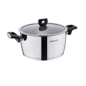 Nora-Inox Edelstahltopf mit Glasdeckel, 24*13 cm - Koch- & Backgeschirr