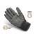 Back of Handy Tools work gloves with padded palm, size M, black and grey, showing features