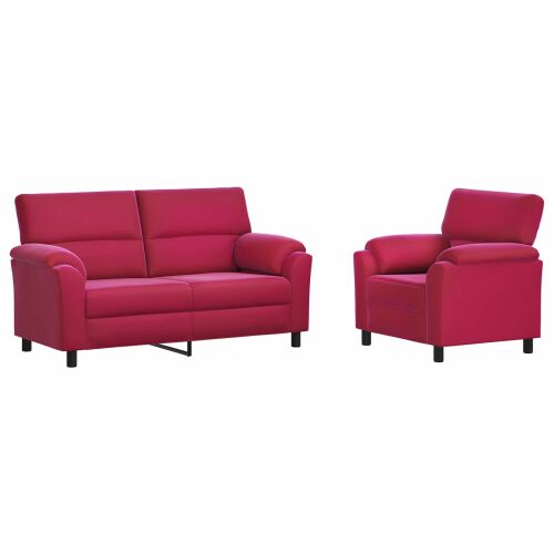 vidaXL Kanapé Szett 2 pcs Bordó Bársony