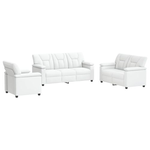 vidaXL Kanapé Szett 3 pcs Fehér Műbőr