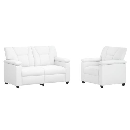 vidaXL Kanapé Szett 2 pcs Fehér Műbőr