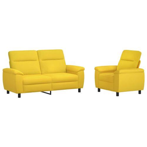vidaXL Kanapé Szett 2 pcs Világos sárga Szövet