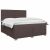 vidaXL Boxspring ágy matraccal és fehér paplannal, sötétbarna szövet, 180x200 cm, 3/4 nézet fehér háttéren