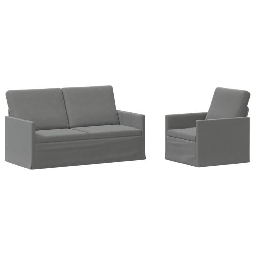 vidaXL Kanapé Szett 2 pcs Sötétszürke Bársony
