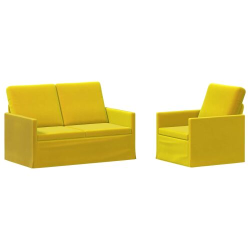 vidaXL Kanapé Szett 2 pcs Sárga Bársony