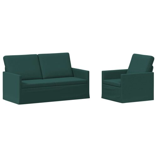 vidaXL Kanapé Szett 2 pcs Sötétzöld Szövet