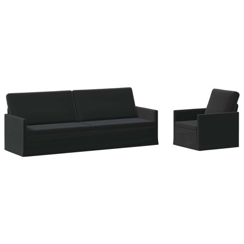 vidaXL Kanapé Szett 2 pcs Fekete Bársony