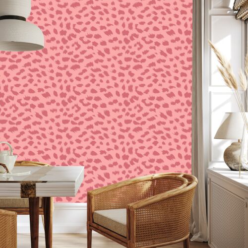 Rózsaarany színű, korall mintás bőrhatású tapéta, Coral Center 50x1000 cm