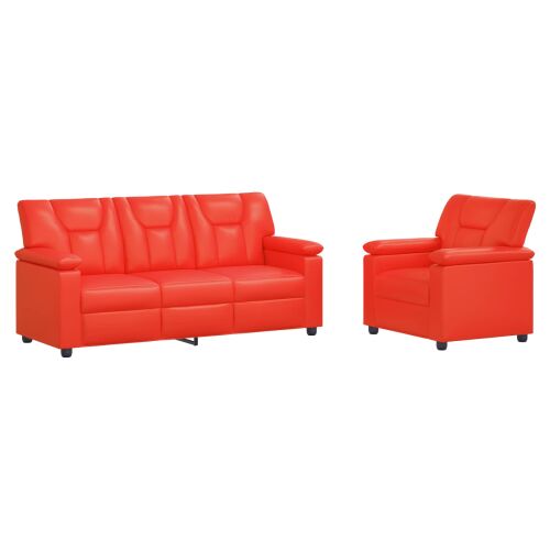 vidaXL Kanapé Szett 2 pcs Piros Műbőr