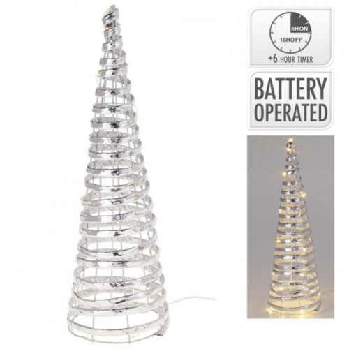 Kúp LED-es időzítős elemes (elem nélkül) ezüst M40cm 178637464 - Karácsonyi dekoráció