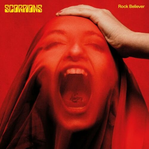 Scorpions Rock Believer Deluxe 2CD album borítóképe, amin egy sikító személy látható, kezével a fején, piros háttér előtt, hivatalos zenekari merchandise - Zenei CD